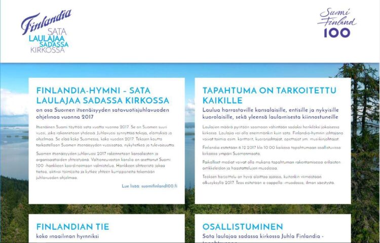 Sata laulajaa sadassa kirkossa, Suomen juhlavuosi 2017