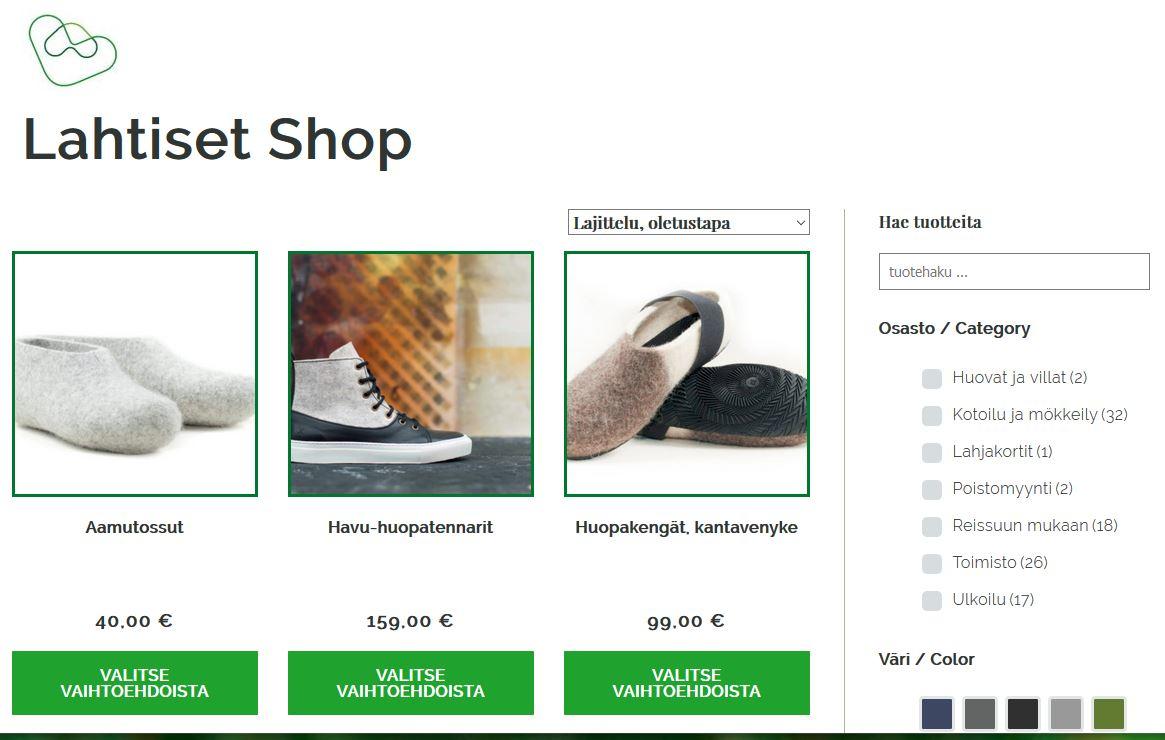 Wordpress ja verkkokauppa yhdessä ovat vahva myyntipaikka Lahtiset Shopille.