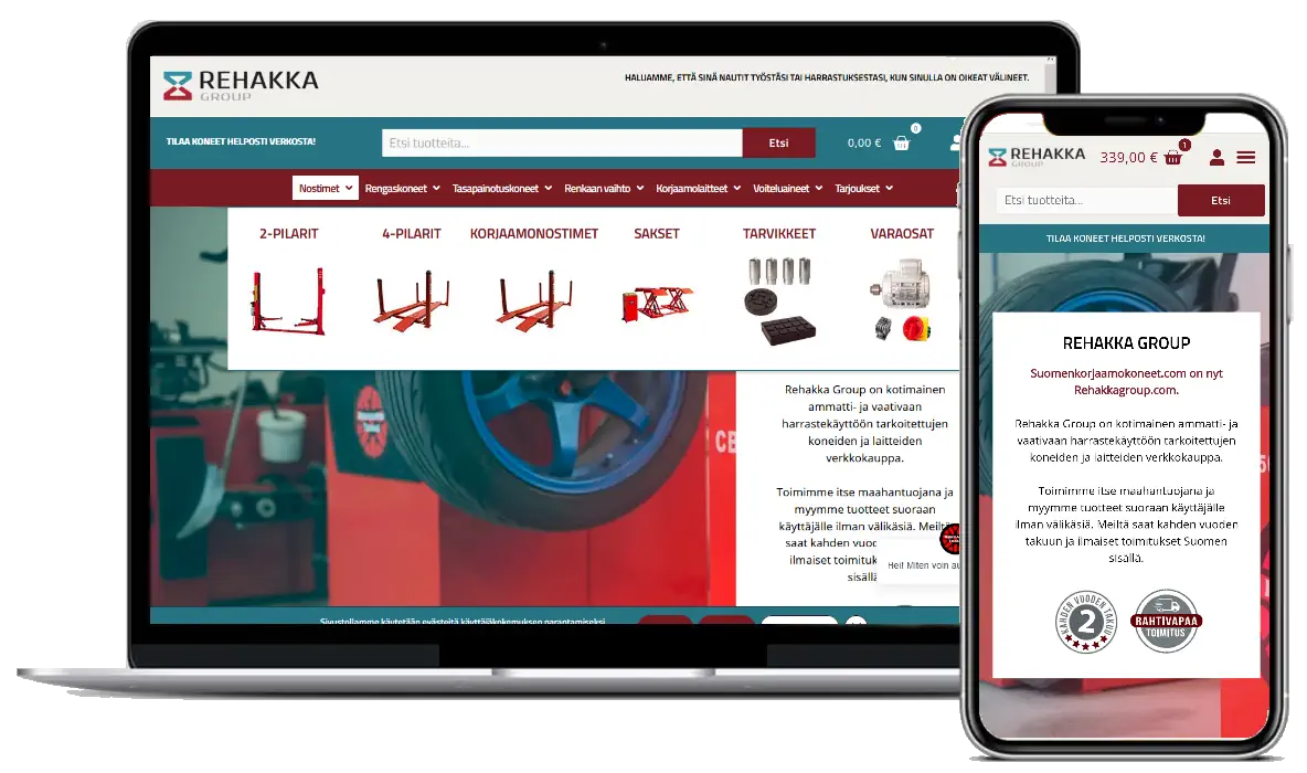 WooCommerce-verkkokauppa Rehakka Group