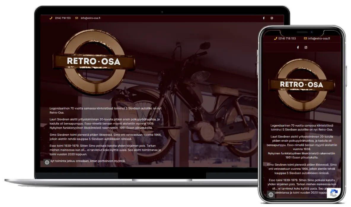 Retro-Osan WordPress-sivuston teki Artio Oy
