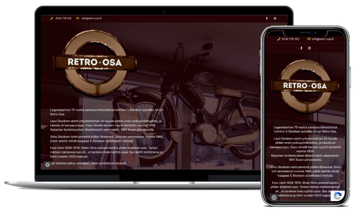 Retro-Osan WordPress-sivuston teki Artio Oy