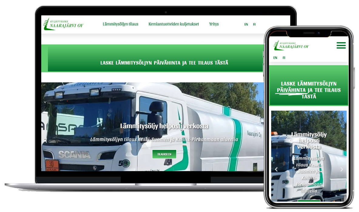 Kuljetusliike Naarajärvi Oy WordPress Kotisivut
