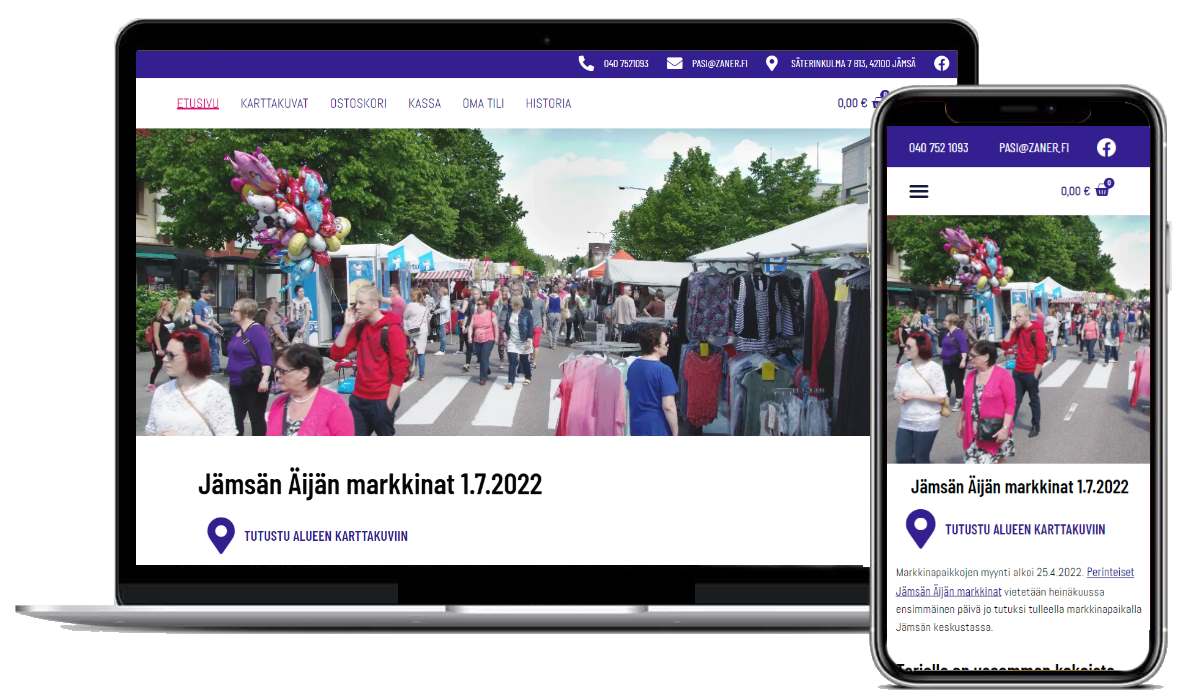 WooCommerce-verkkokauppa Jämsän Äijän markkinat